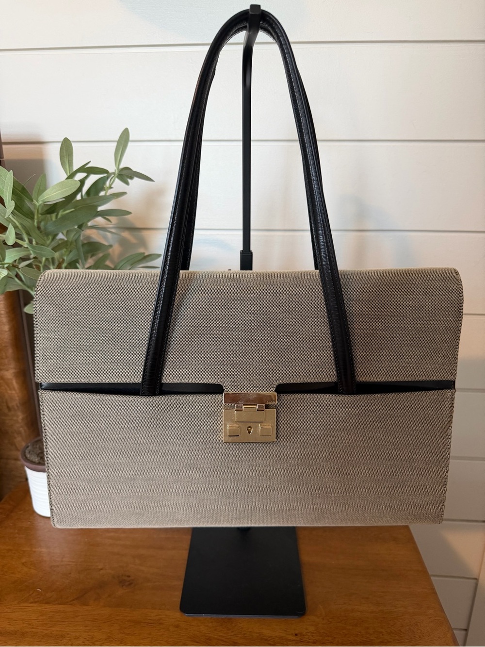 Vintage Gucci Gray/Beige Canvas Bag